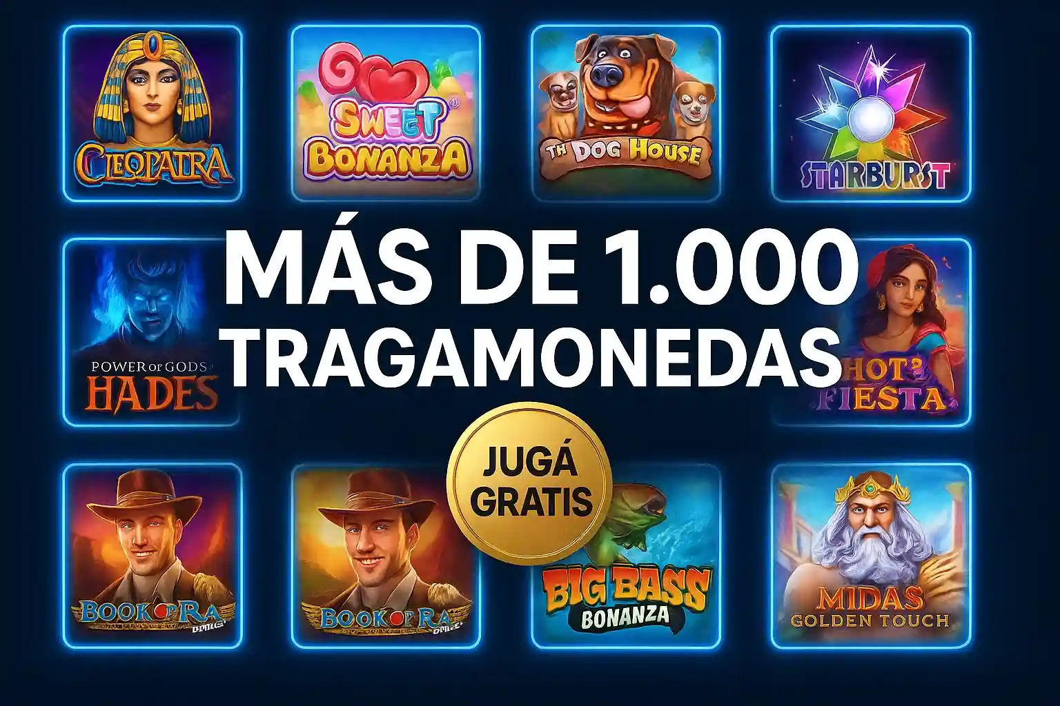 Banner de casino con más de 1.000 tragamonedas, jugá gratis